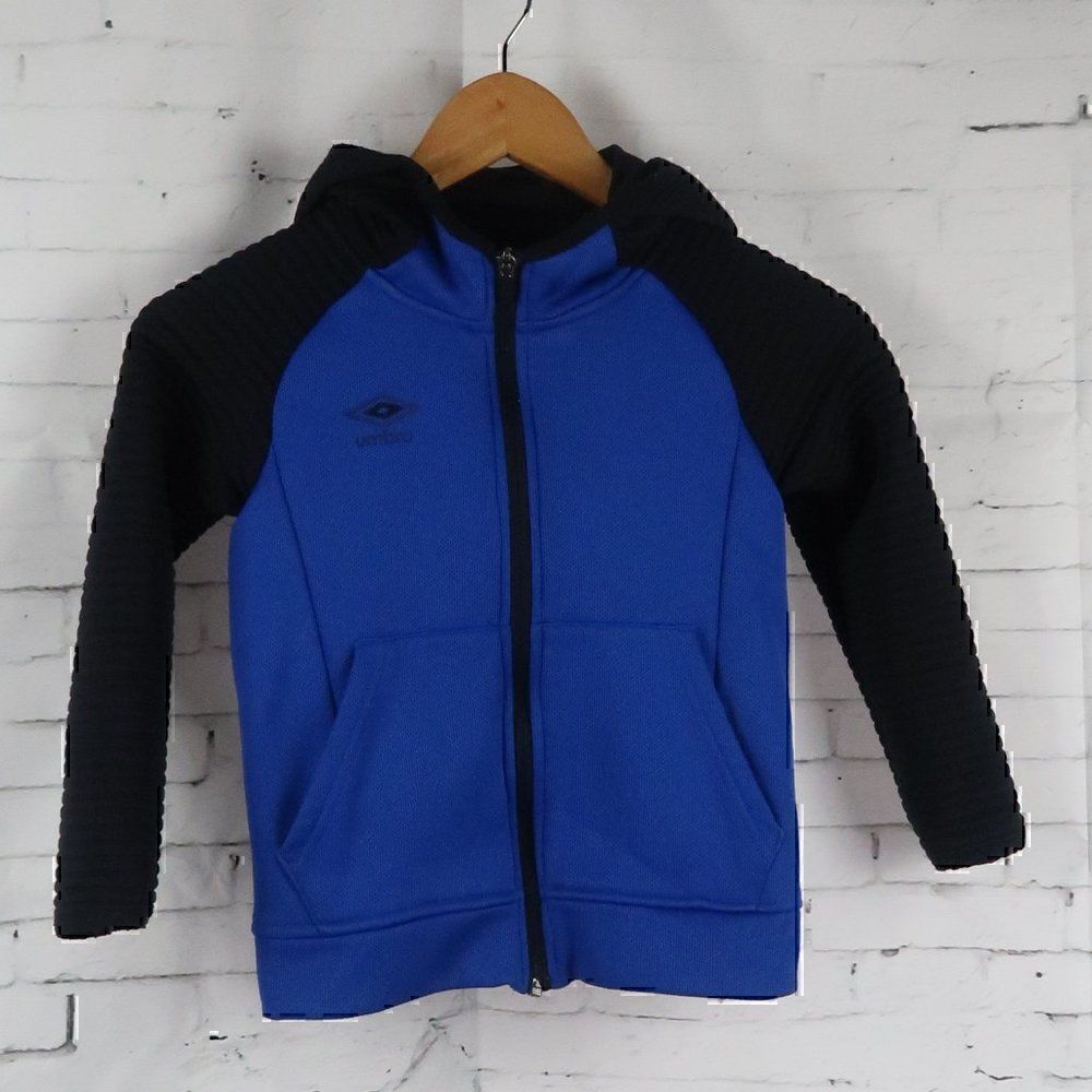 UMBRO BLACK & BLUE FULL ZIP HOODED JACKET SIZE 4/5 XS